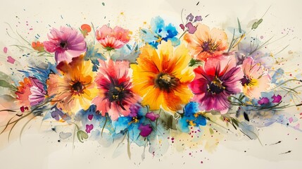 Exquisite watercolor floral arrangement. Perfect for adding a touch of beauty to any room.