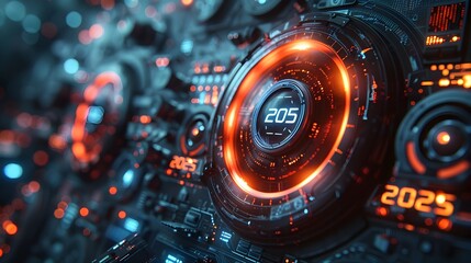 Futuristic Holographic Projection of the Number 2025 in a League of Legends Inspired Design