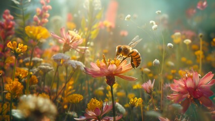 A little bee in the wildflower garden.