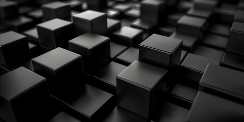 Professional Photography Background: High-Quality Isometric Black Cubes Pattern. Concept Isometric Design, Black Cubes, High-Quality, Professional Photography Background