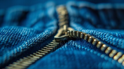 a zipper that has been zipged up and the jeans have gold pins