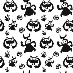 seamless pattern monster doodle art