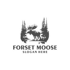 Forest moose logo vector illustration