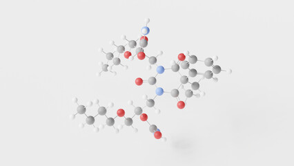 difebarbamate molecule 3d, molecular structure, ball and stick model, structural chemical formula tranquilizer