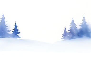 Winter landscape with snowy trees and a serene ambiance, perfect for holiday cards, banners, and seasonal designs.