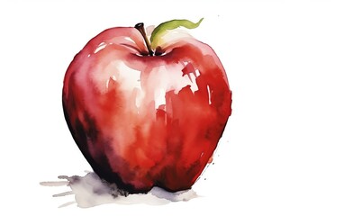 A vibrant watercolor painting of a red apple, showcasing artistic talent and vivid colors. Perfect for design and decorative use.