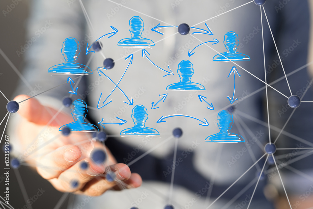 Leinwandbilder Global network. Blockchain. 3D illustration. Neural networks and artificial intelligence. Abstract
