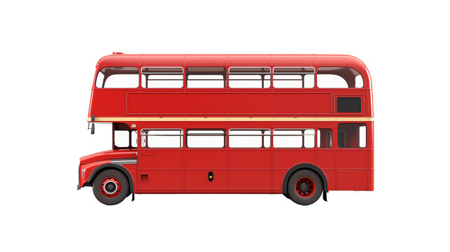 red double-decker bus isolated on white clip art preview