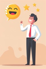 Obraz premium Customer Experience Concept. Happy Client giving a Five.Illustration