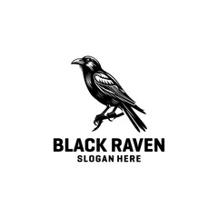 Raven bird logo vector illustration