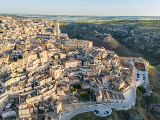 Aerial View of Sassi di Matera, .The old town carved out of the rocks.UNESCO World Heritage Site...
