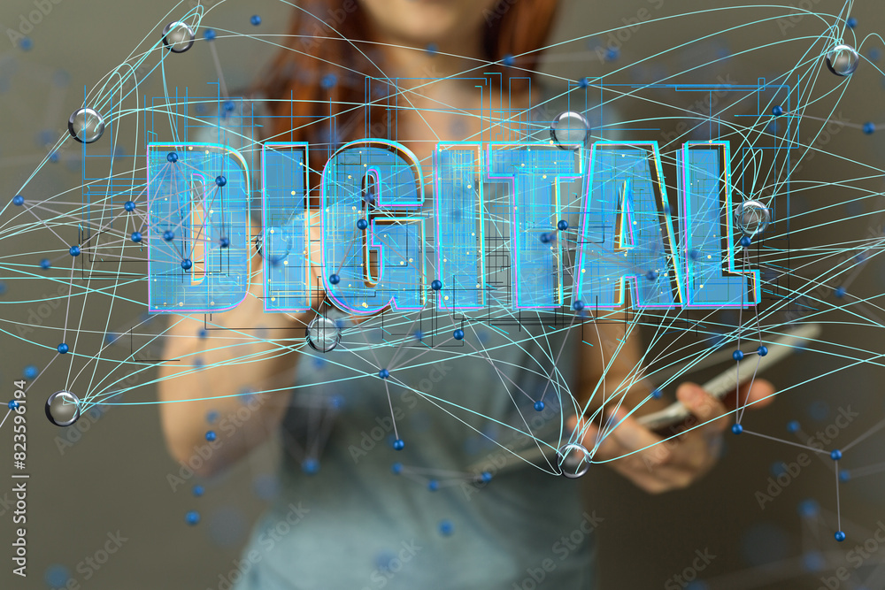 Poster Technology background. Big data concept. Binary