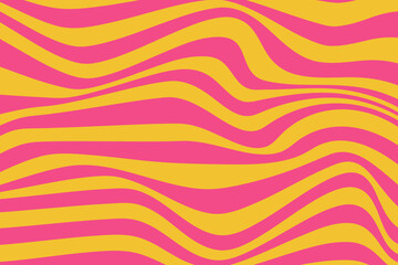 Horizontal abstract background with colorful wave pattern. Trendy vector illustration in retro style 60s, 70s.