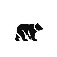 Fototapeta premium Minimalist bear logo silhouette on white background