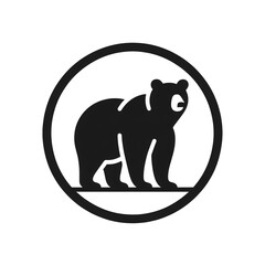 Fototapeta premium Minimalist bear logo silhouette on white background