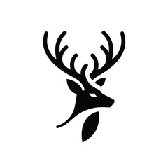 Minimalist deer logo silhouette on white background