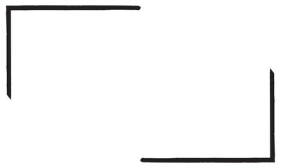 Grunge frame isolated on white background. Black rectangle focus border, dirt stroke template. Paint brush effect. Decorative geometric design for page decoration. EPS 10/AI