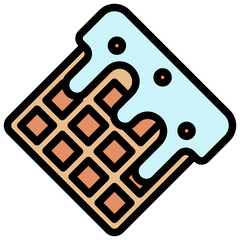 Waffle lineal multi color icon, related to street food theme. use for modern concept, web and app development
