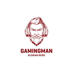 Obraz premium Headphone and gaming logo vector illustration