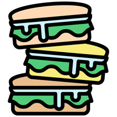 Arepa lineal multi color icon, related to street food theme. use for modern concept, web and app development