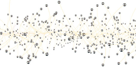 Multi color connected lines and dots network 3d illustration