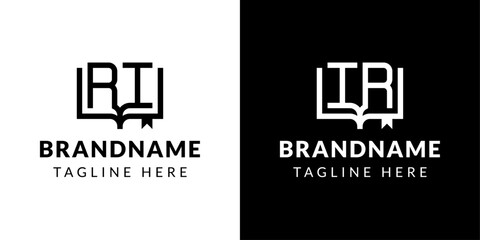 Letters IR and RI Book Logo, suitable for business related to book with IR or RI initials