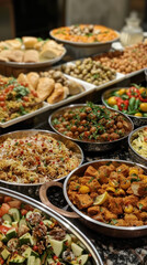 Vibrant Traditional Eid Side Dishes, Eid feast, Islamic celebration, Family feast.