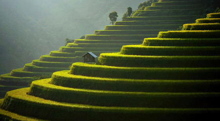 green stairs with sky