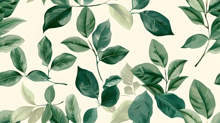 Fototapeta premium Lush Green Foliage Backdrop with Vibrant Botanical Leaves Pattern