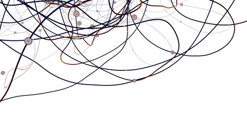 Multi color connected lines and dots network 3d illustration