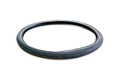 rubber bicycle tire on white background.