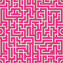 Seamless pattern of maze patterns with overlapping layers and transparent overlays, adding depth and complexity to the design