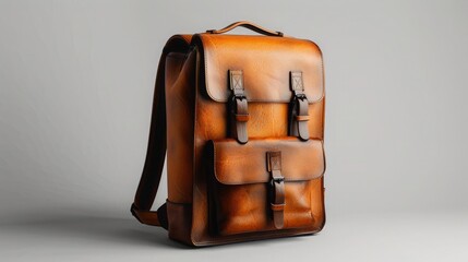 A stylish leather backpack, with a sleek, modern design and plenty of room for essentials.