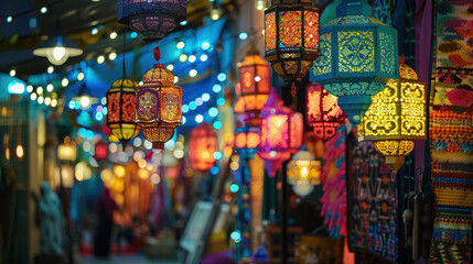 Fototapeta premium Vibrant Eid Al-Adha Decorations, Eid feast, Islamic celebration, Family feast.