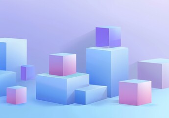 Naklejka premium a group of cubes with a pink and blue background