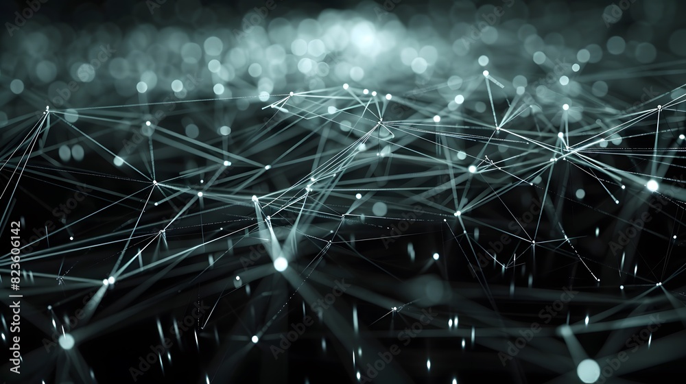 Wall mural abstract digital background featuring interconnected lines and nodes representing a network or data 