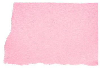 Isolated pink cut out torn piece of blank paper note cardboard with texture and copy space for...