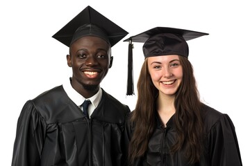 Portrait of two happy graduating students
