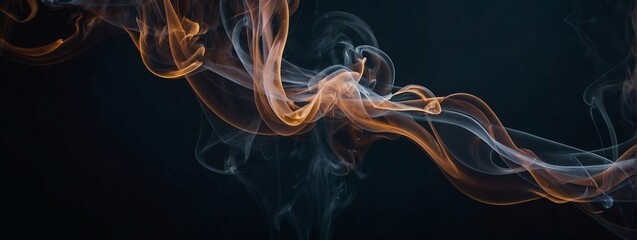 Smoke tendrils creating abstract shapes in the darkness