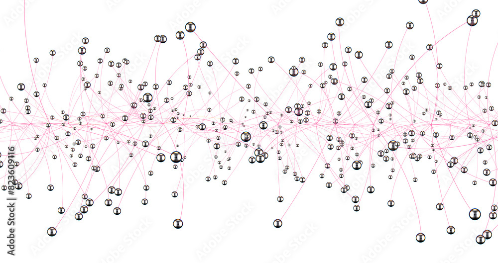 Aufkleber Multi color connected lines and dots network 3d illustration