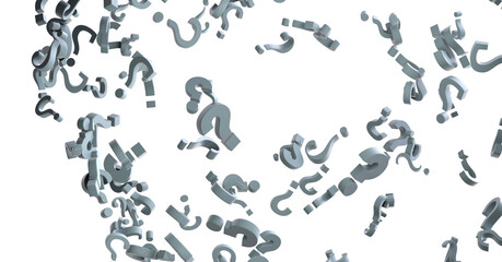 Infinite question marks, original 3d rendering
