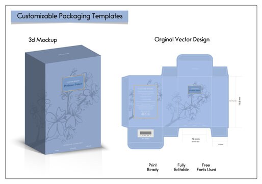 Box packaging die-cut template design. 3d mock-up of colorful and creative box design frames, for packaging, and design of Fragrance Box products Isolated on the background. vector illustration