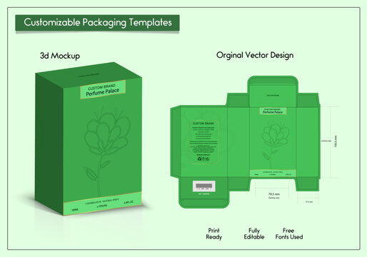 Box packaging die-cut template design. 3d mock-up of colorful and creative box design frames, for packaging, and design of Fragrance Box products Isolated on the background. vector illustration