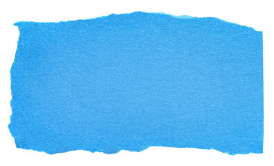 Isolated cut out torn piece of blank blue paper note cardboard with texture and copy space for...