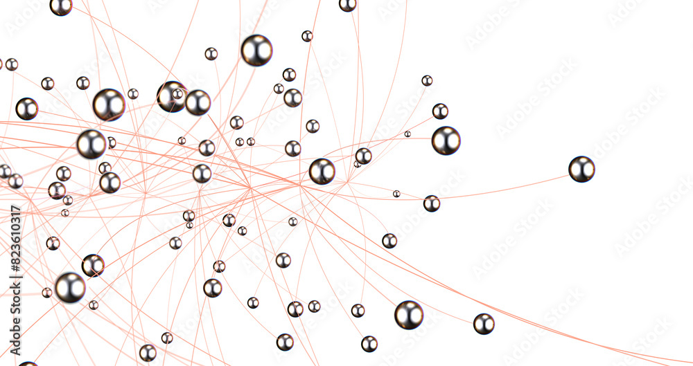 Poster multi color connected lines and dots network 3d illustration