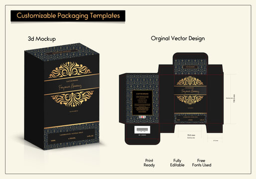 Box Collection of design elements, luxury box labels, icons, frames, for packaging, and design of luxury products. for perfume,soap, Made with golden foil.Isolated on a black background. vector illust
