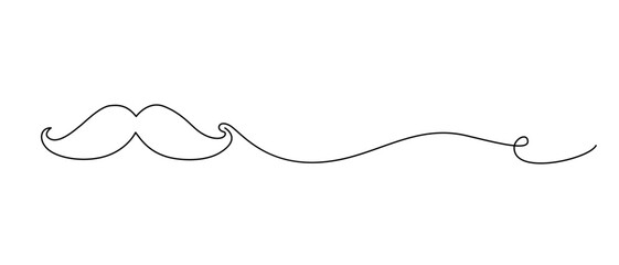 Happy Father's day, line art continue mustache illustration.