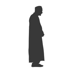Silhouette muslim elderly man black color only