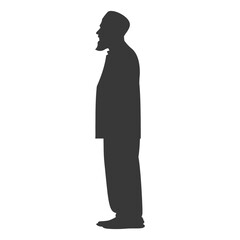 Silhouette muslim elderly man black color only