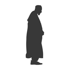 Silhouette muslim elderly man black color only